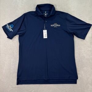 Fairway Greene USA Made Mens Large Navy Blue Medal of Honor Society Polo Shirt